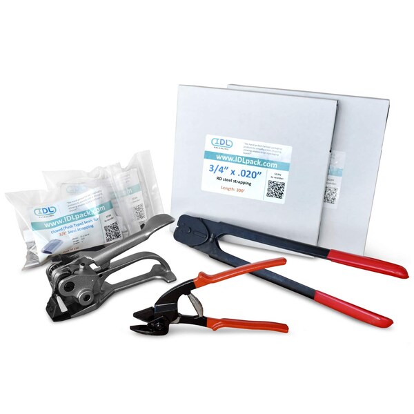 Idl Packaging 3/4" Steel Strapping Kit, 600 Ft. for Round Packages R.SSK.34.600 - main